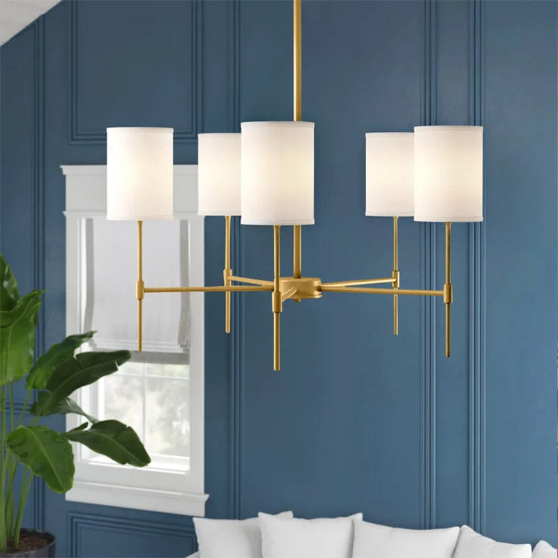 Silva Modern LED Chandelier Black/Gold Metal/Fabric Bedroom/Living Room - Neutral Decor