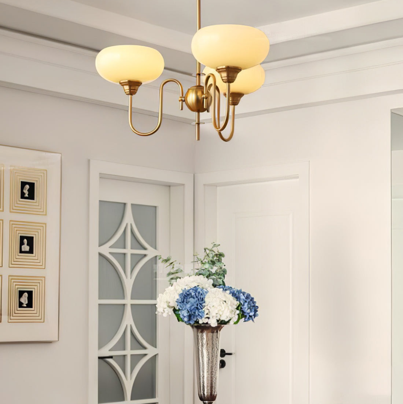 Arisha Vintage LED Metal Glass Chandelier Living Room - Neutral Decor
