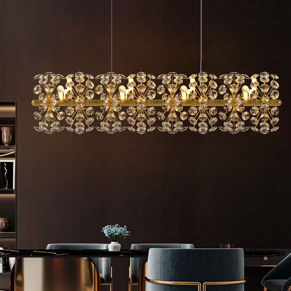 Arisha Luxury Lineal/Flower Chandelier, Gold, Metal/Crystal - Neutral Decor