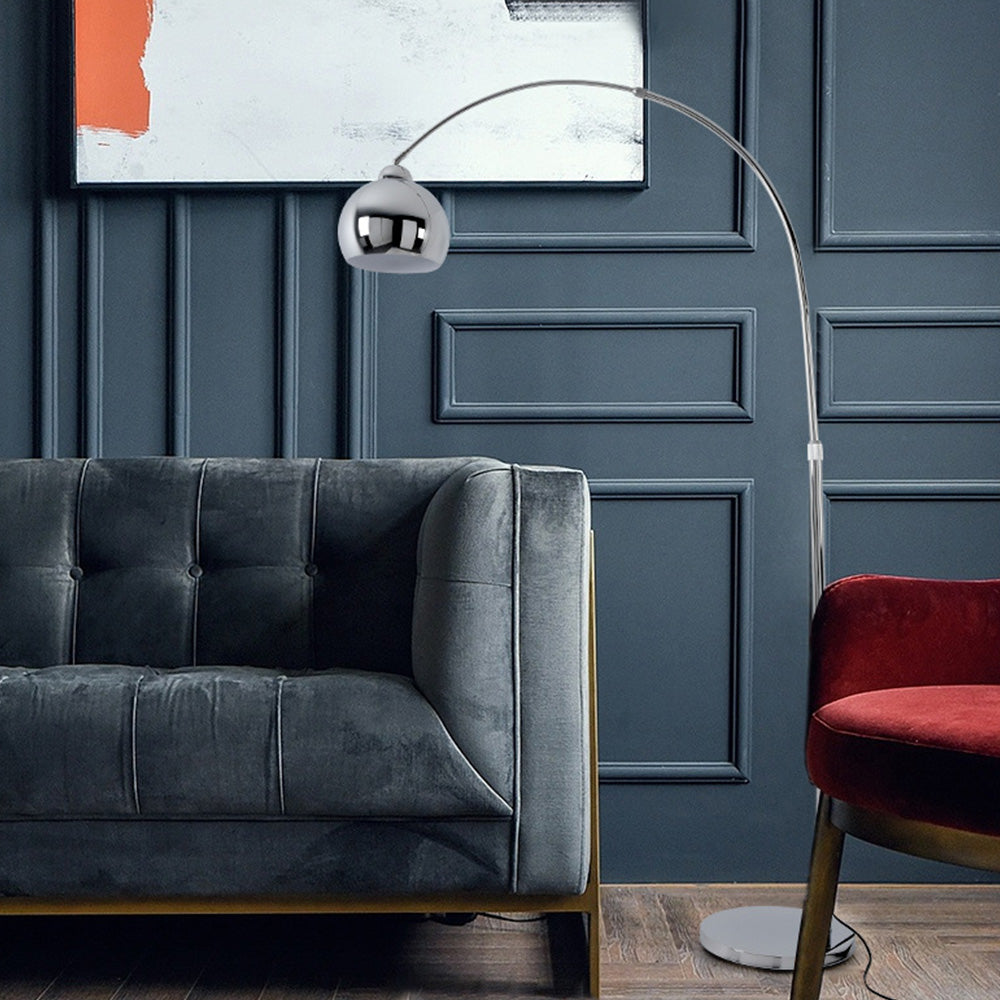 Salgado Modern Arc Metal Floor Lamp, Chrome, Study/Bedroom - Neutral Decor