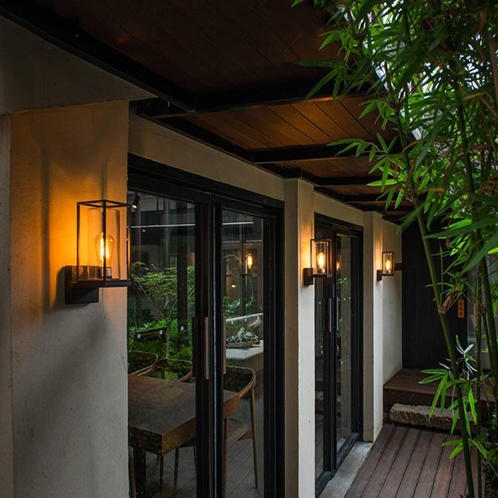 Ray Modern Rectangular Metal Outdoor Wall Lamp, Black - Neutral Decor