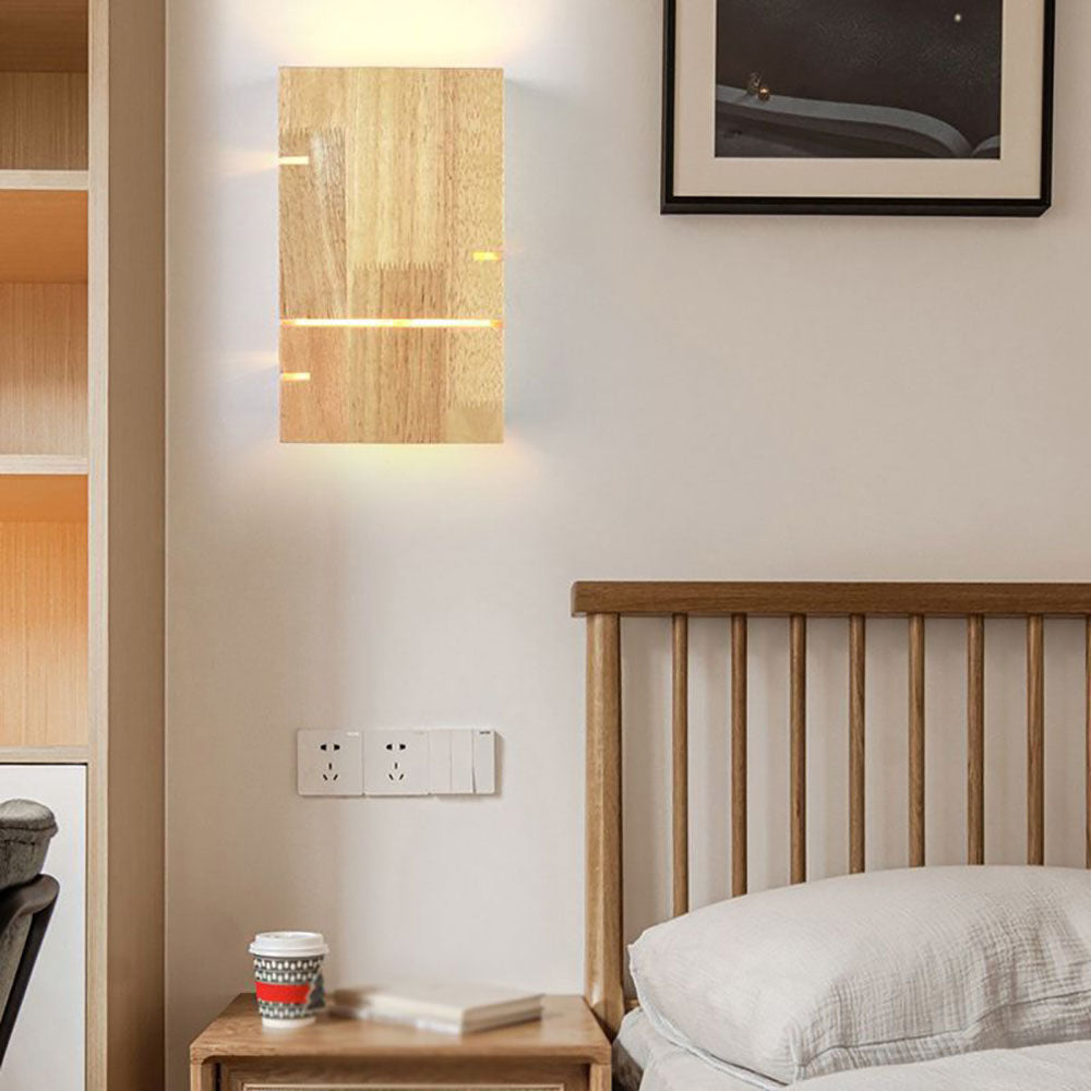 Muto Wall Lamp Rectangular Minimalist, Mounted Bedside, Wood, Bedroom - Neutral Decor