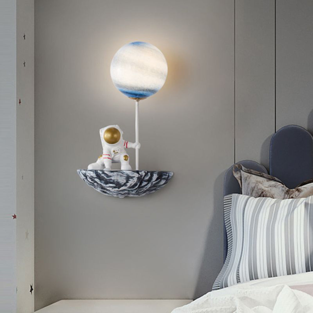 Aria Decorative Astronaut Glass/Acrylic Wall Lamp, White/Blue-White - Neutral Decor