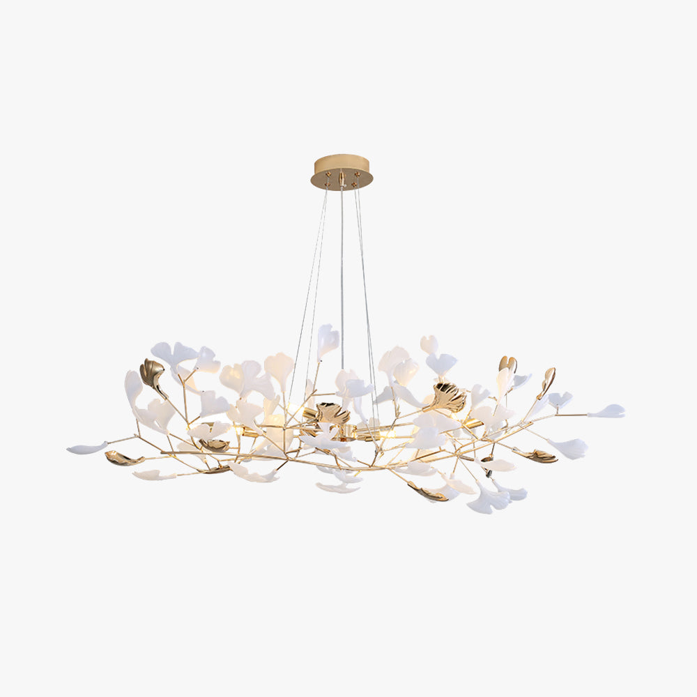 Olivia Ginkgo Leaf Modern Petal Shaped Metal Chandelier, Gold - Neutral Decor