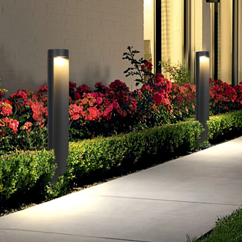 Ray Modern Metal Cylindrical Outdoor Path Light, Black - Neutral Decor