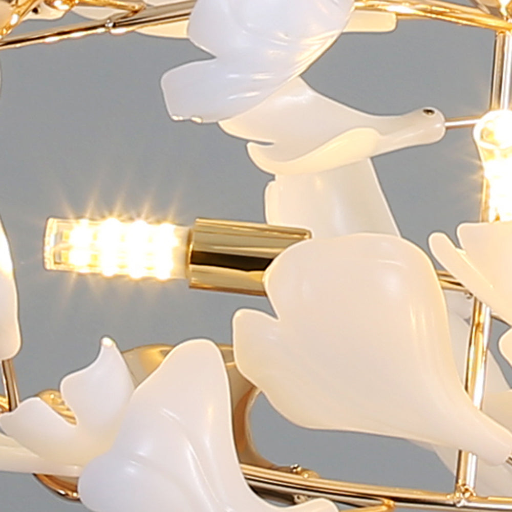 Olivia Ginkgo Leaf Modern Petal Shaped Metal Chandelier, Gold - Neutral Decor