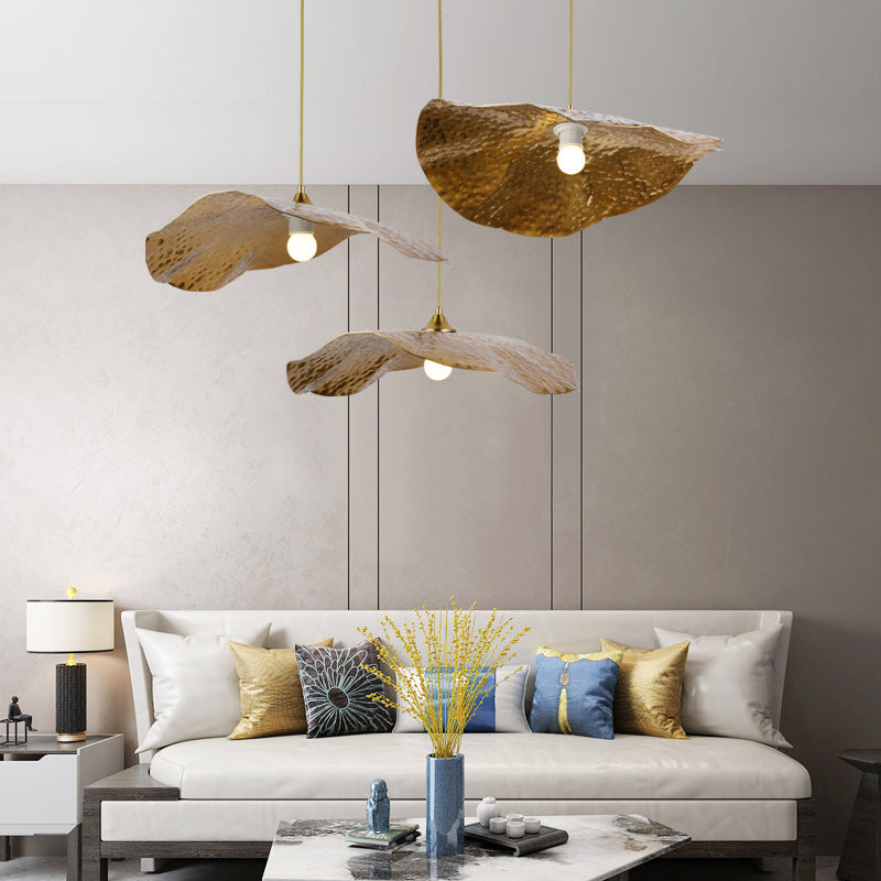 Arisha Natural Lotus Leaf Metal Pendant Light - Neutral Decor