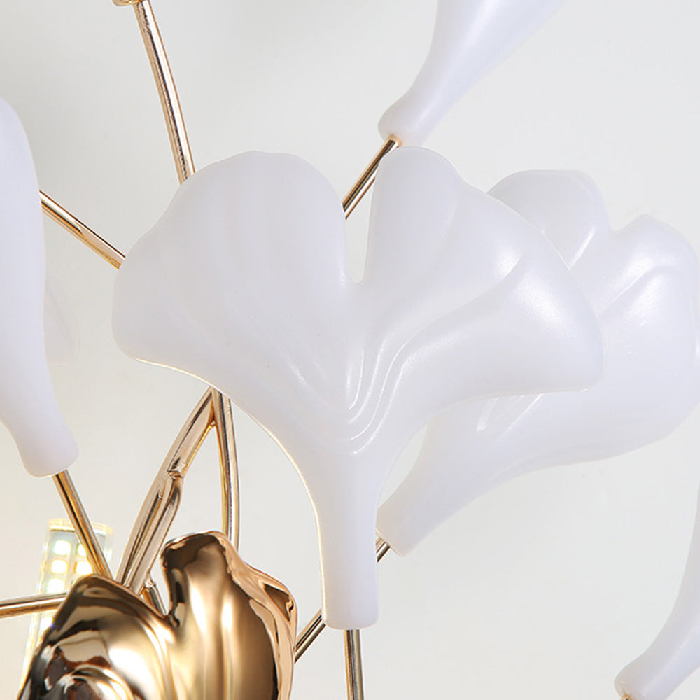 Olivia Decorative Flower in Golden White Ceramic Wall Lamp - Neutral Decor