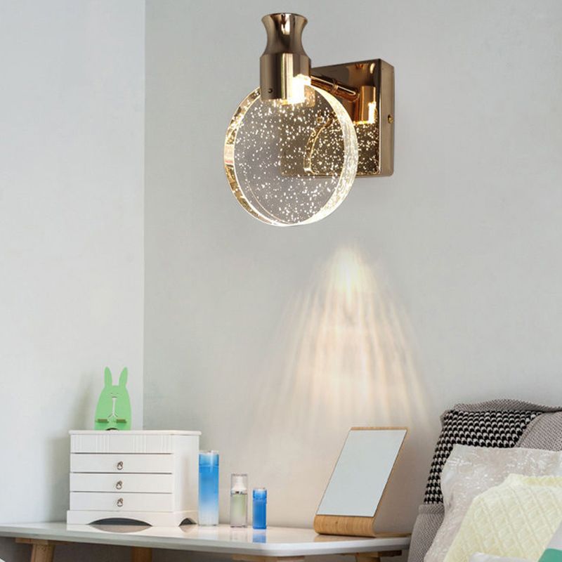 Kristy Modern Round Crystal Vanity Wall Lamp, Gold/Chrome - Neutral Decor