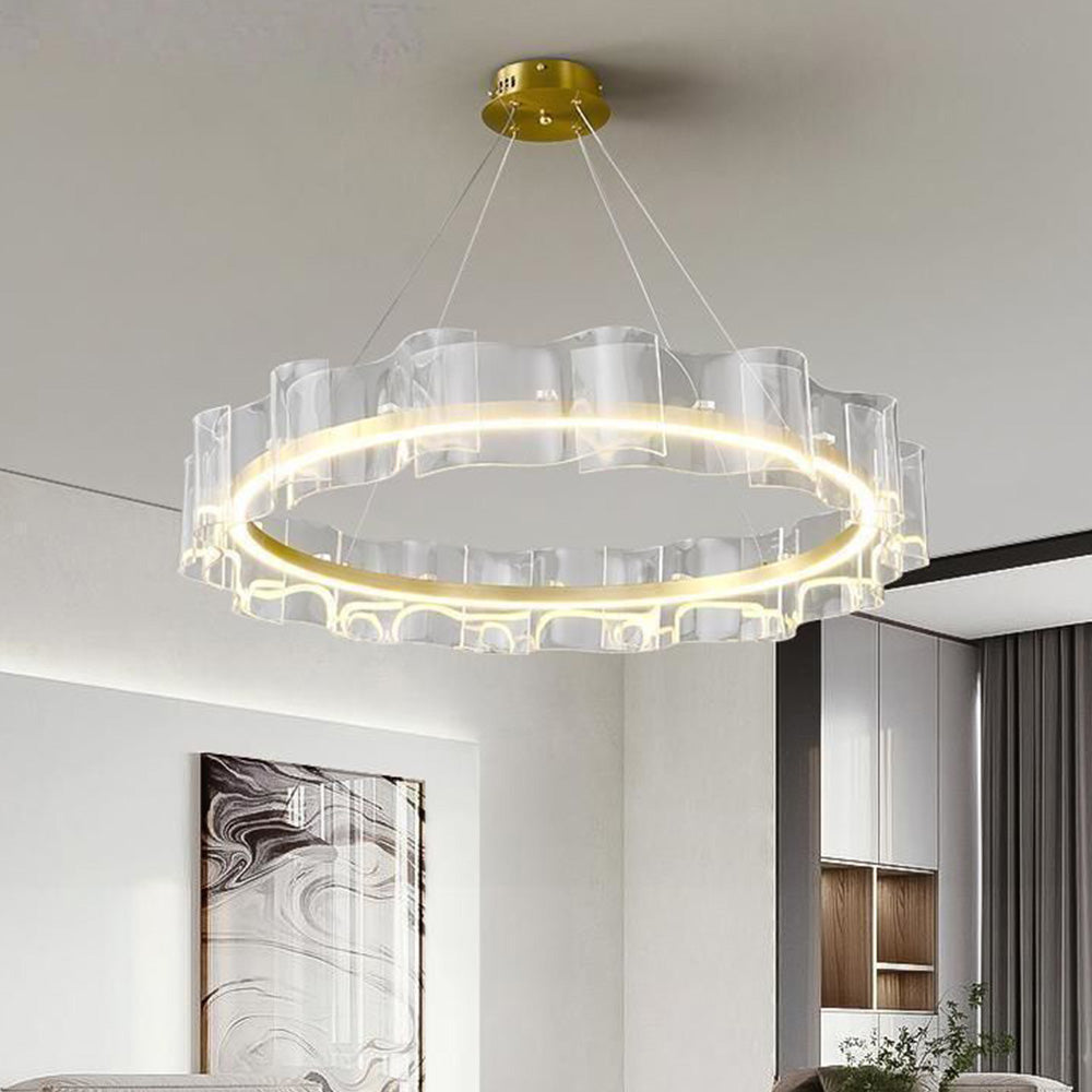 Arisha Creative Ring Metal/Arcylic Pendant Light, Gold - Neutral Decor