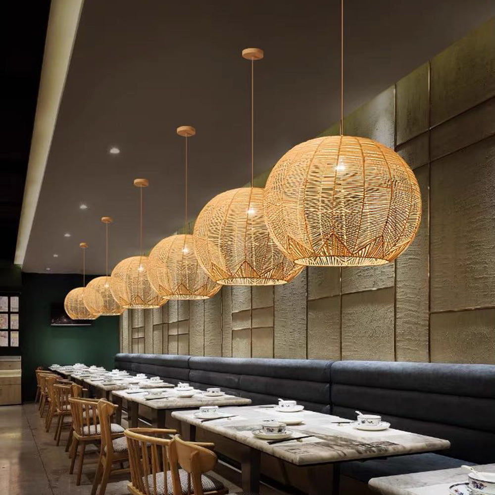 Ritta Designer Round Handmade Rattan Pendant Light, Dining Room - Neutral Decor