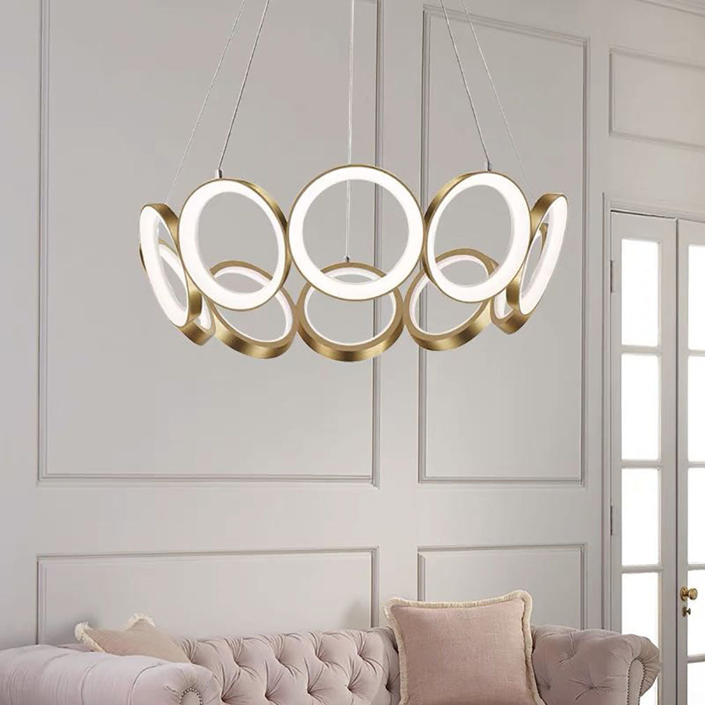 Arisha Luxury Ring Metal Pendant Light, Gold - Neutral Decor