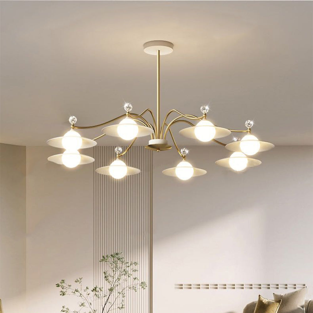 Arisha Blown Gold Chandelier, 6/8 Heads - Neutral Decor