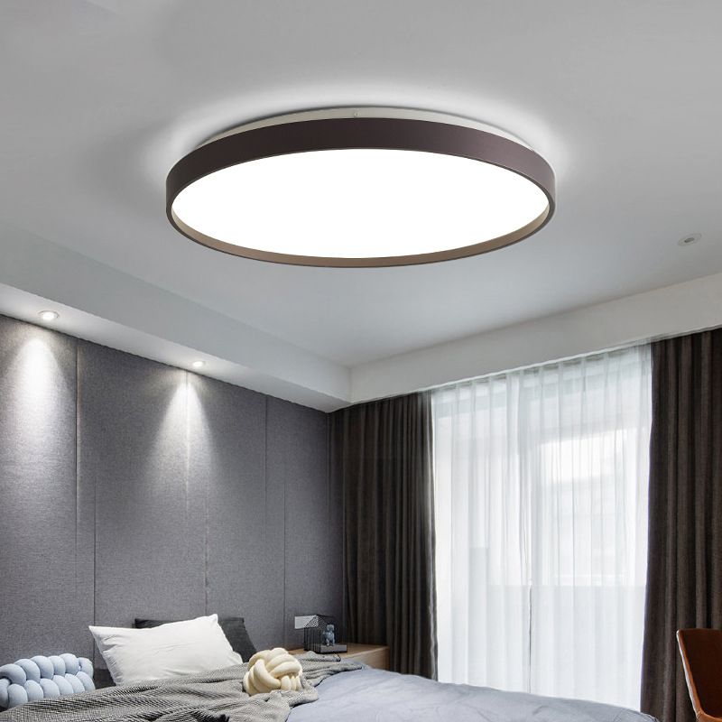 Arisha Minimalist Round Metal/Acrylic Flush Mount Ceiling Light, White/Coffee/Grey/Gold - Neutral Decor