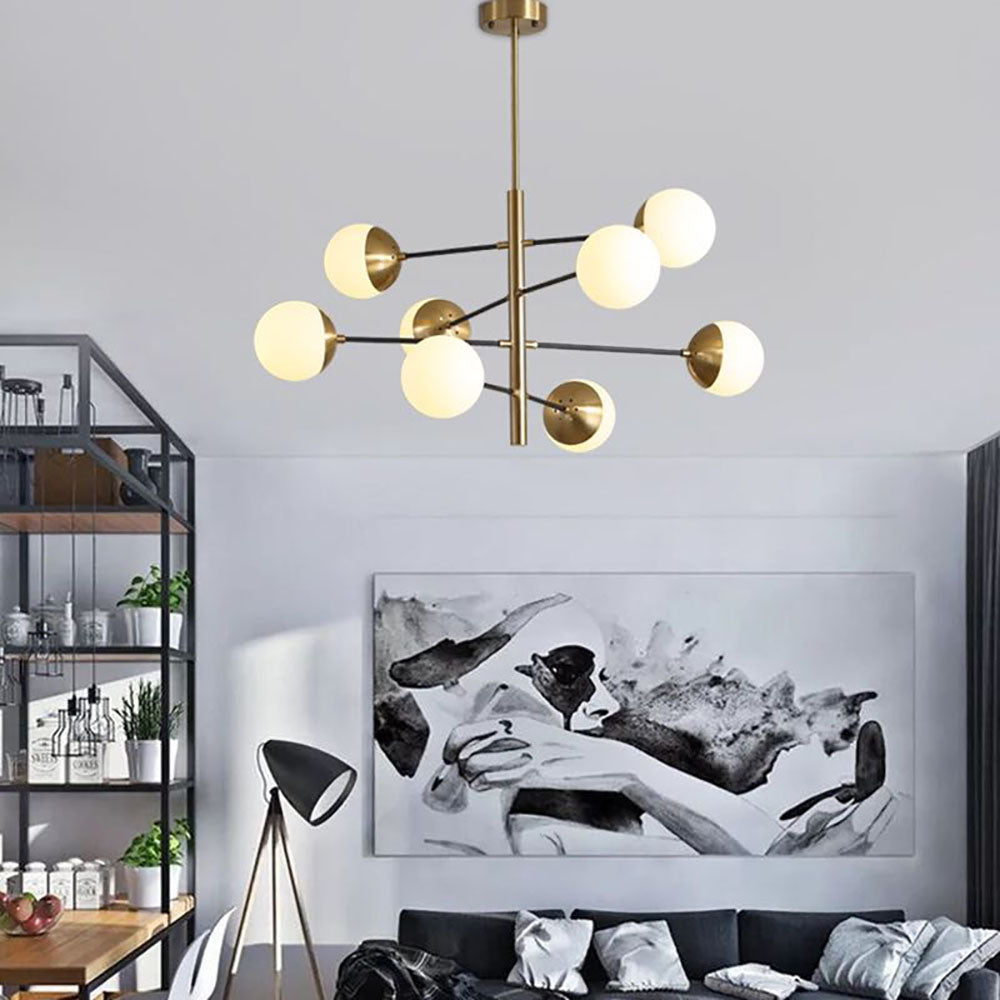 Valentina Nordic Multi Globe Metal/Glass Pendant Light, Gold - Neutral Decor