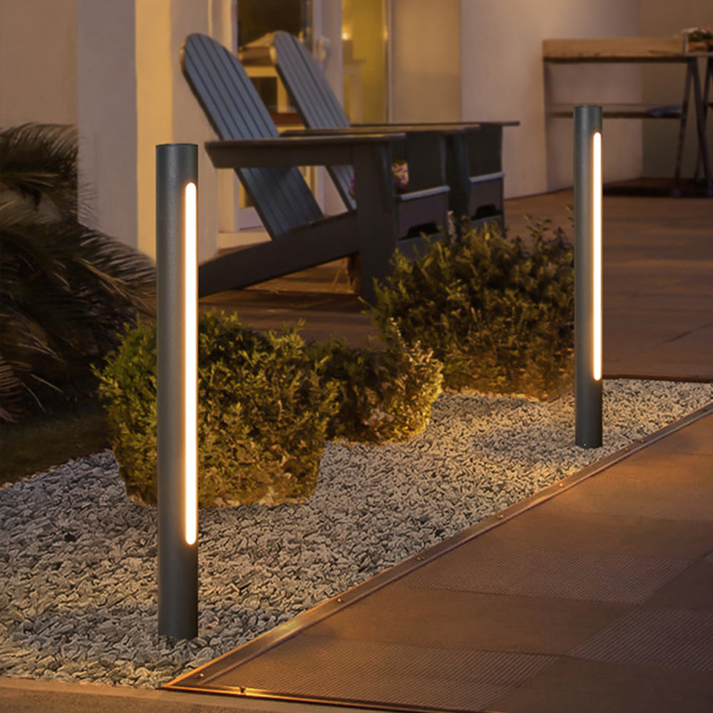 Ray Metal Cylindrical Linear Strip Outdoor Path Light, Black - Neutral Decor