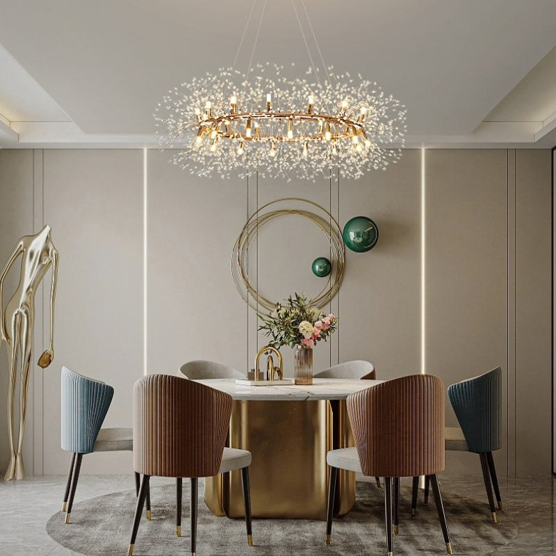Arisha Modern Dandelion LED Pendant Light GoldCrystal Bedroom/Living Room - Neutral Decor