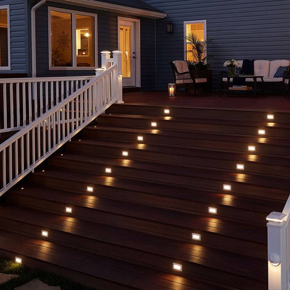 Ray Modern Metal Rectangular Outdoor Deck/Step Light, Black - Neutral Decor