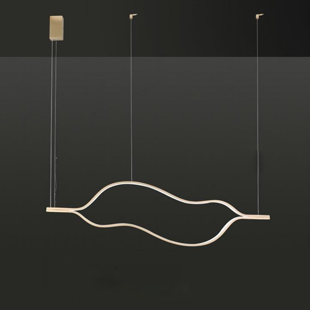 Arisha LED Linear Minimalist Wave Golden Leaf Shaped Pendant Light - Neutral Decor