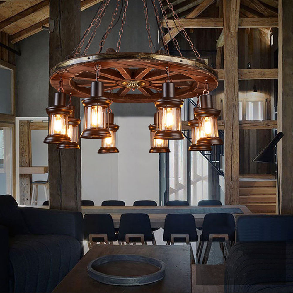 Epoch Vintage Rudder Metal/Wood Pendant Light, Walnut - Neutral Decor