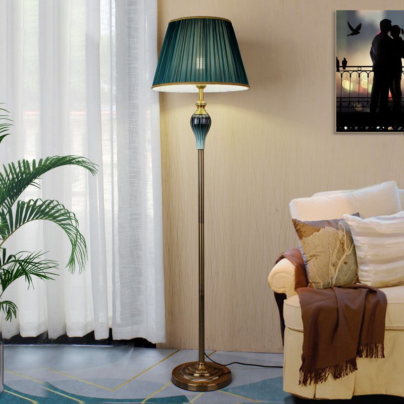 Eryn Antique Floor Lamp, Multi Colors, Metal/Fabric, Bedroom - Neutral Decor