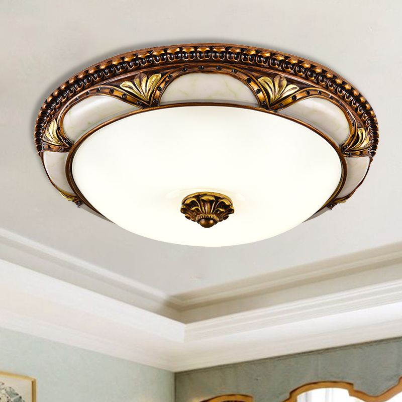 Epoch Floral Retro Antique Brass Flush Mount Ceiling Light - Neutral Decor