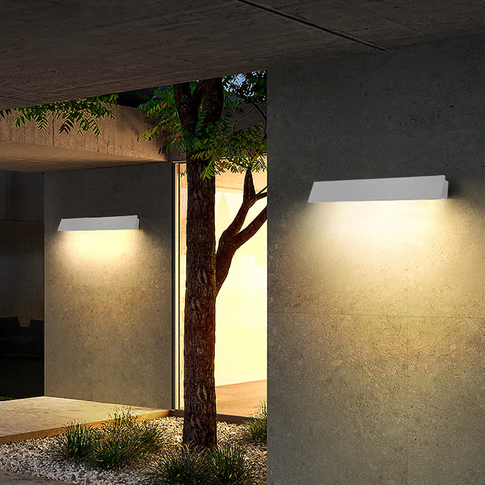 Ray Industrial Linear Metal Outdoor Wall Lamp, Black/White - Neutral Decor