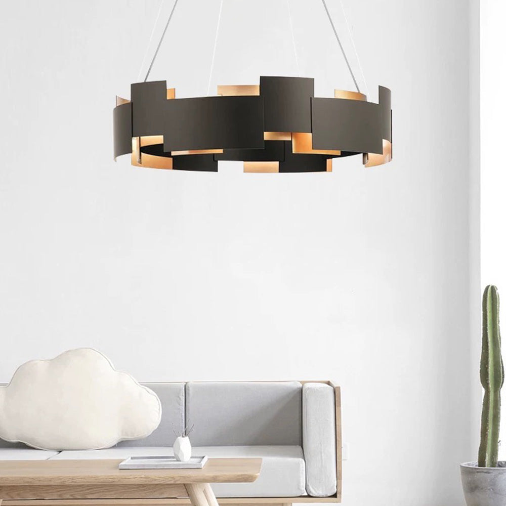 Arisha Modern Ring Metal Pendant Lamp, Black - Neutral Decor