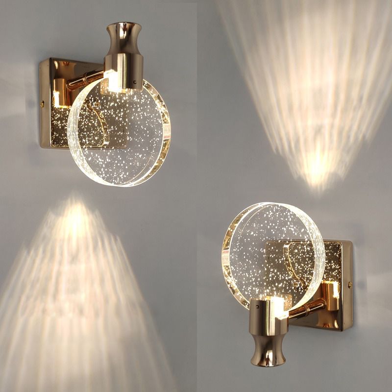 Kristy Modern Round Crystal Vanity Wall Lamp, Gold/Chrome - Neutral Decor