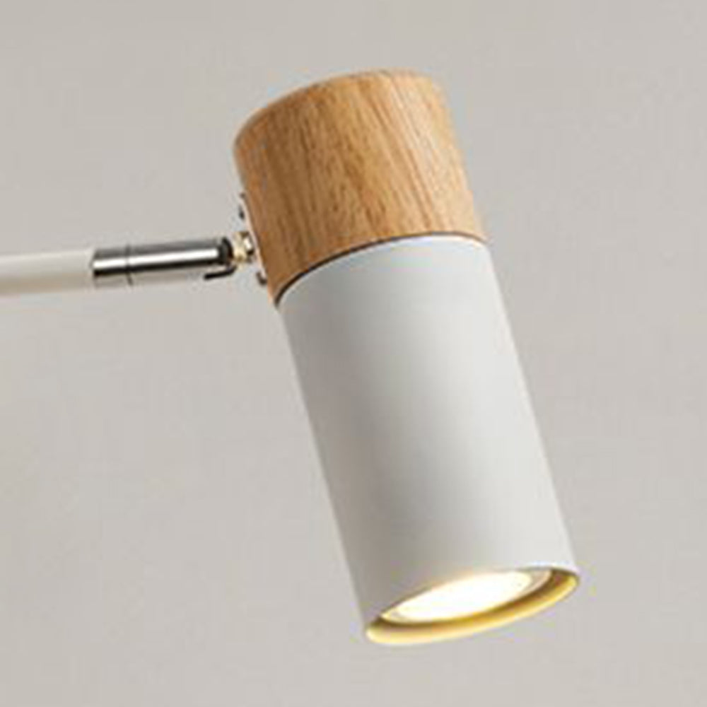 Muto Nordic Can Shaped Adjustable Wall Lamp, Metal/Wood, White - Neutral Decor