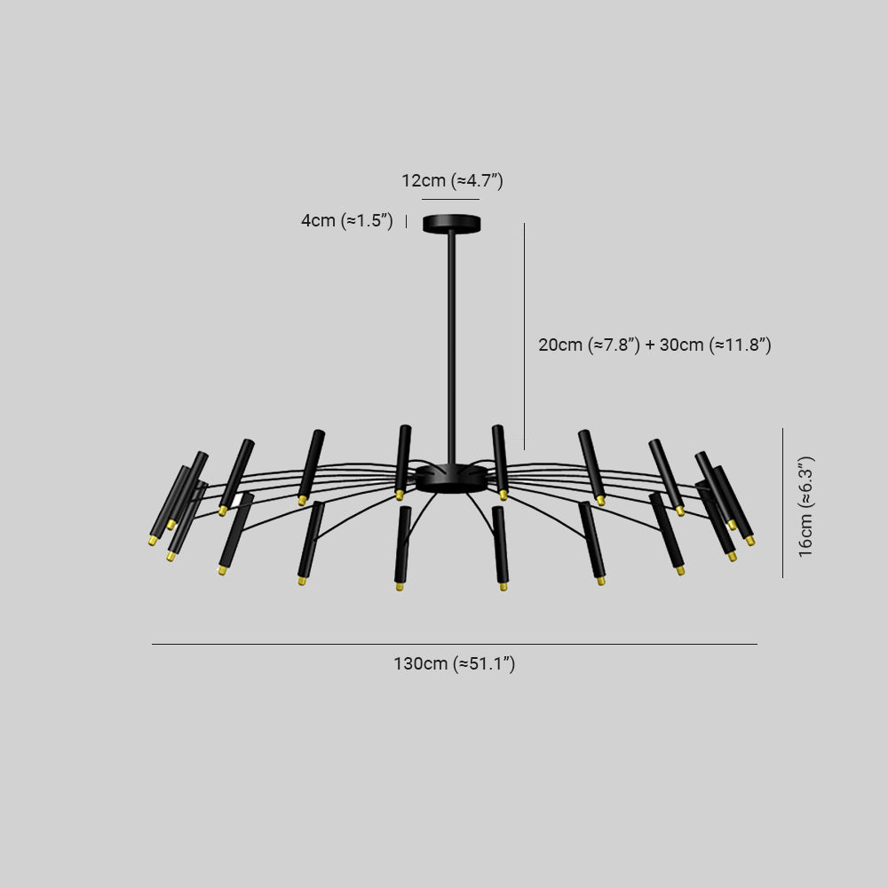 Arisha Modern Blown Linear Metal Multi-heads Chandelier - Neutral Decor