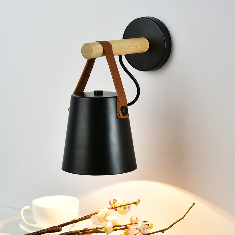 Alessio Modern Conical Metal Wood Indoor Wall Lamp Bedroom - Neutral Decor