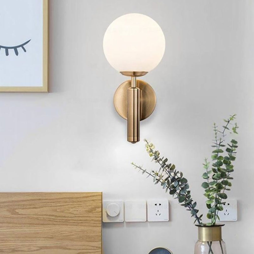 Valentina Wall Lamp Modern Globe, Metal/Glass, Black/Gold, Hallway - Neutral Decor