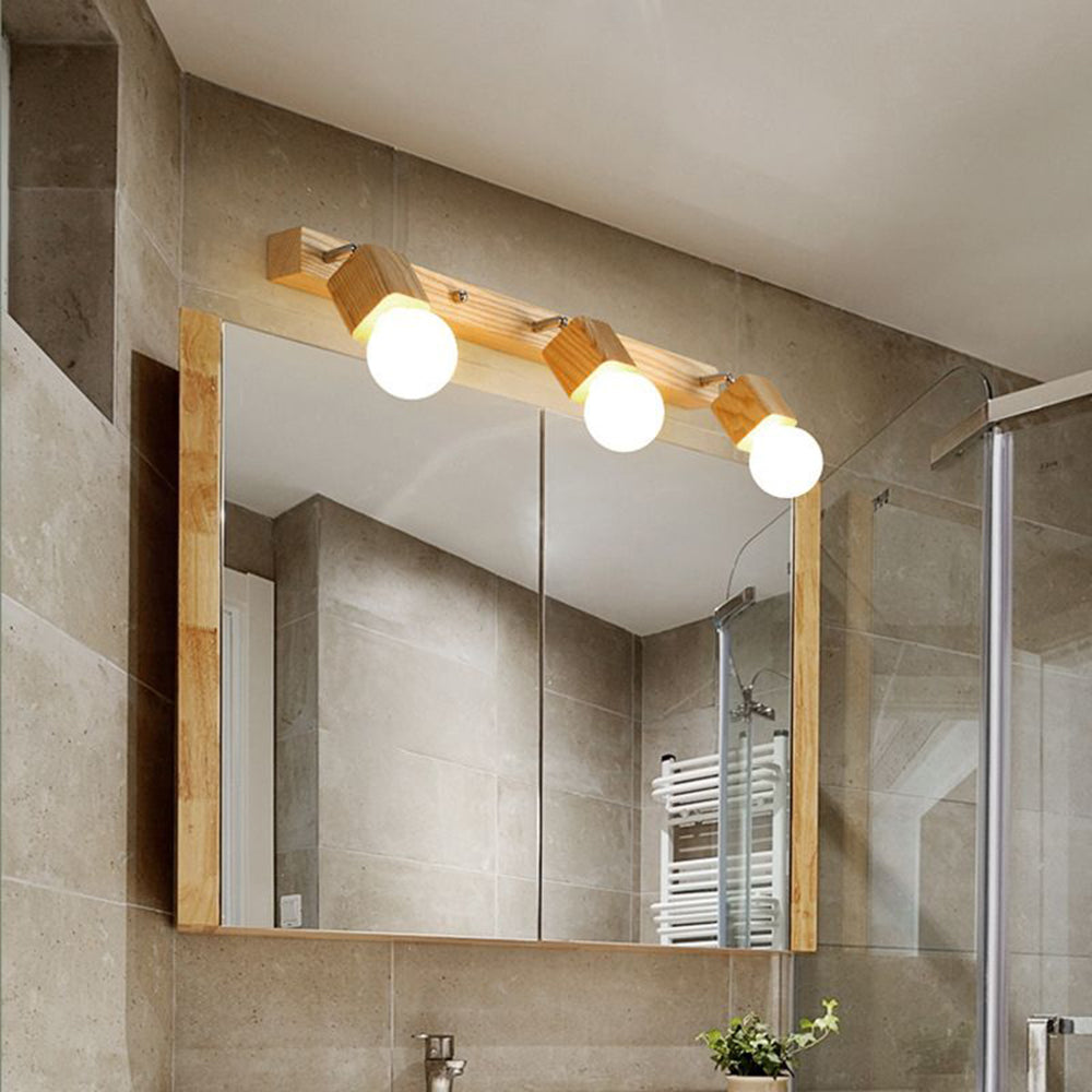 Muto Modern Square Globe Metal/Wood Wall Lamp, Vanity Light - Neutral Decor