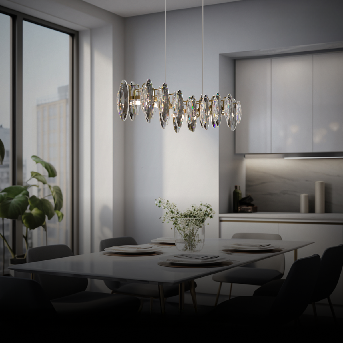 Kristy Luxurious Chandelier Crystals/Metal Gold Living Room - Neutral Decor