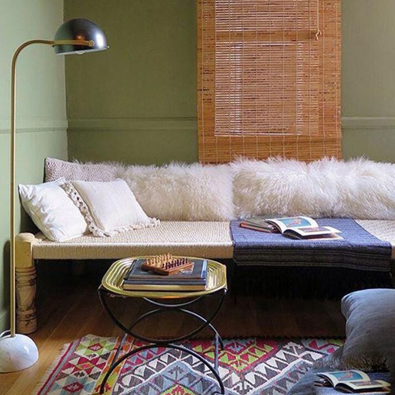 Eryn Floor Lamp Semi Circular Retro/Minimalist, Metal/Marble, Black, Bedroom - Neutral Decor