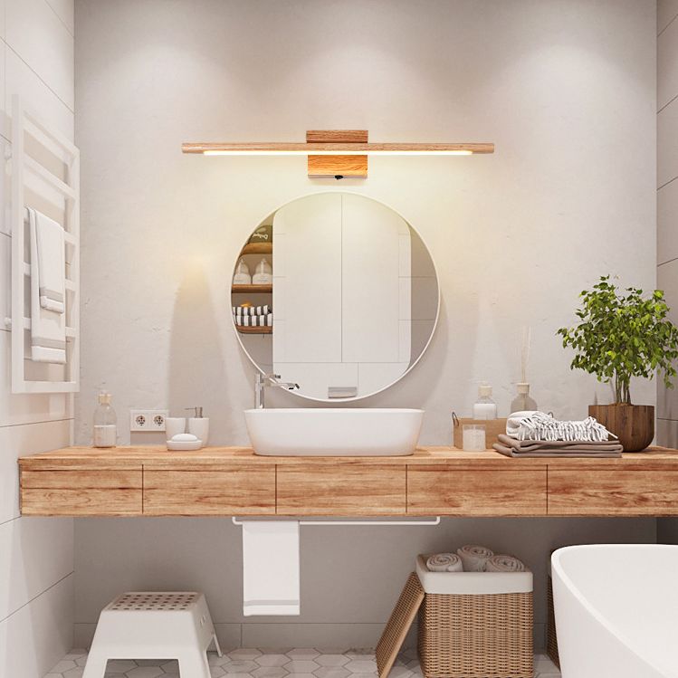 Muto Nature Wood Linear Mirror Front Vanity Wall Lamp - Neutral Decor