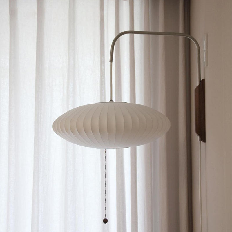 Ritta Indoor Wall Lamp Wood Living Room Modern Fabric Round - Neutral Decor