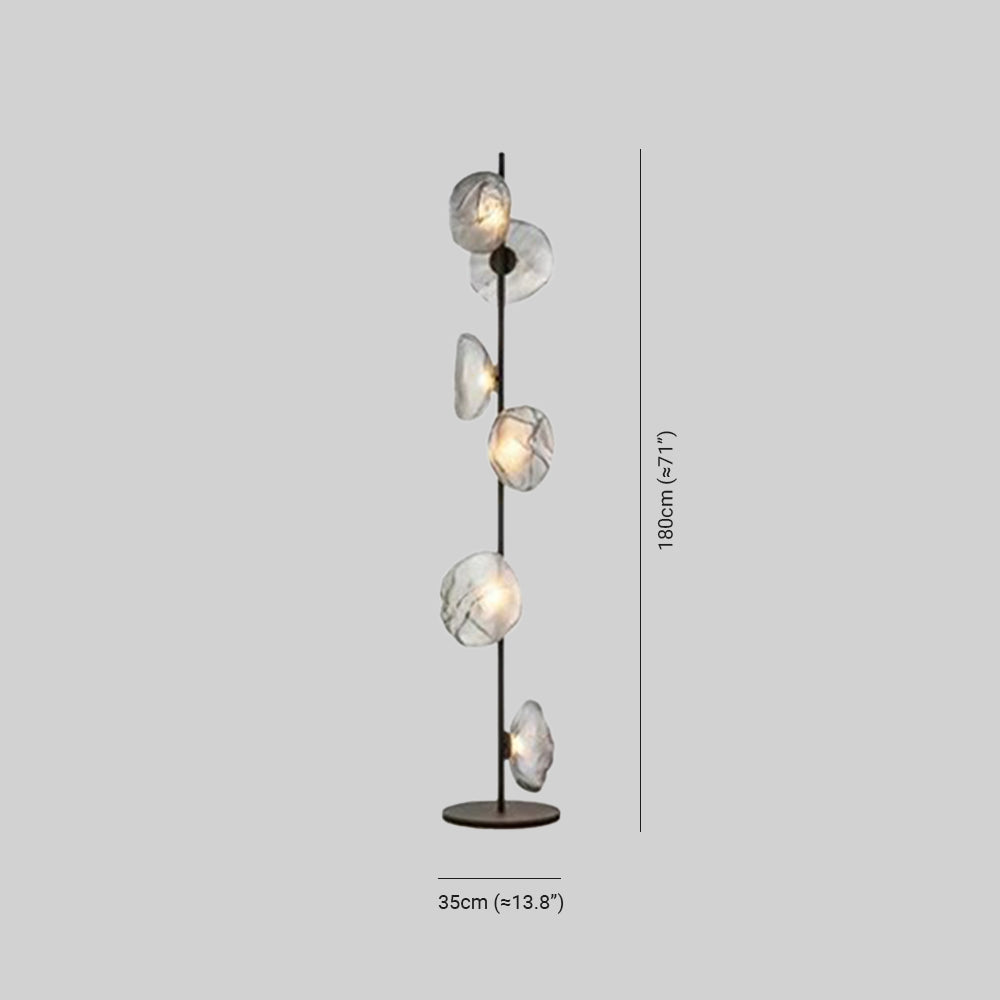 Byers Luxury Flower Metal/Glass Floor Lamp, Black/Gold/Grey - Neutral Decor