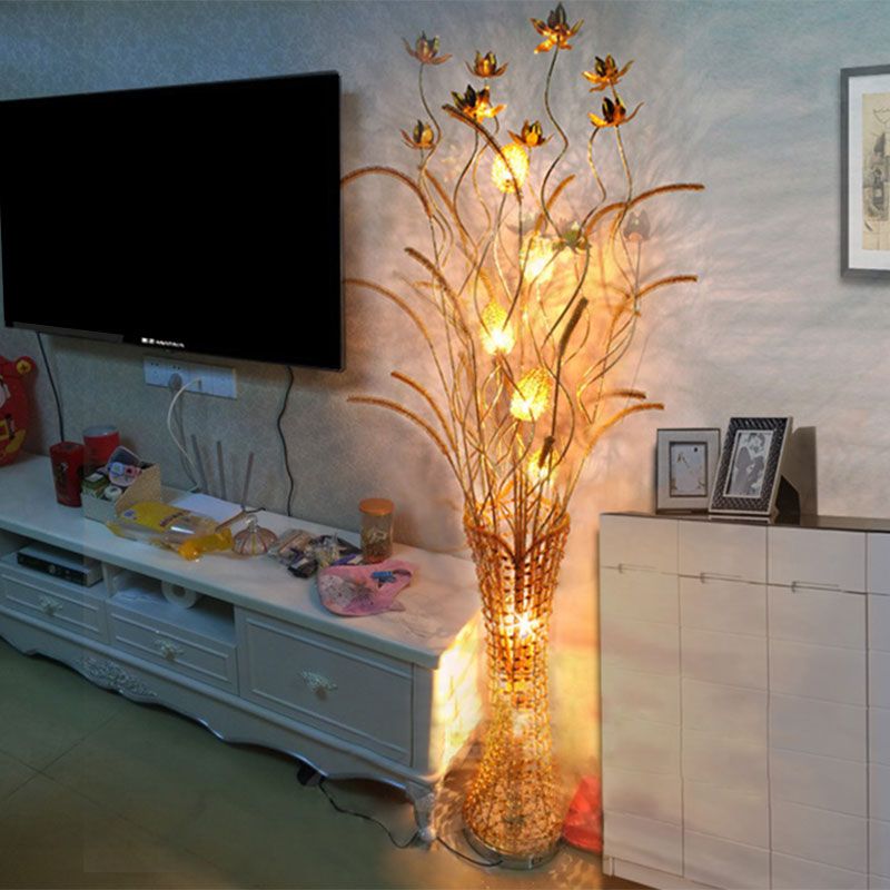 Bella Art Deco Vase Gold Metal Floor Lamp, Living Room - Neutral Decor