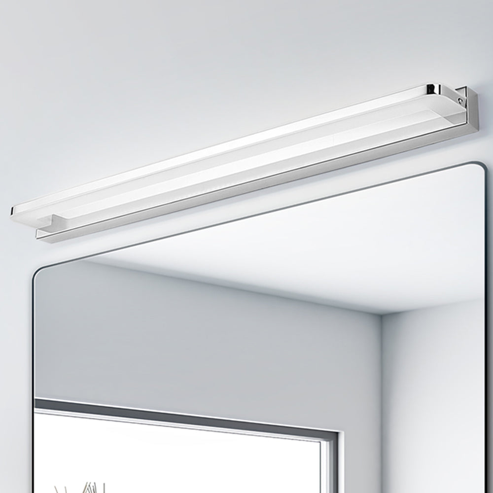 Arisha Nordic Linear Metal Mirror Front Wall Lamp, Chrome/Black - Neutral Decor