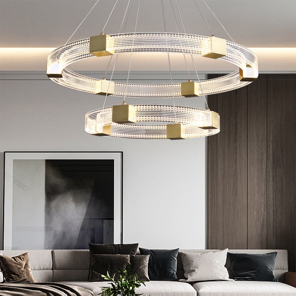 Arisha Modern Round/Oval Acrylic/Metal Pendant Light, Gold - Neutral Decor