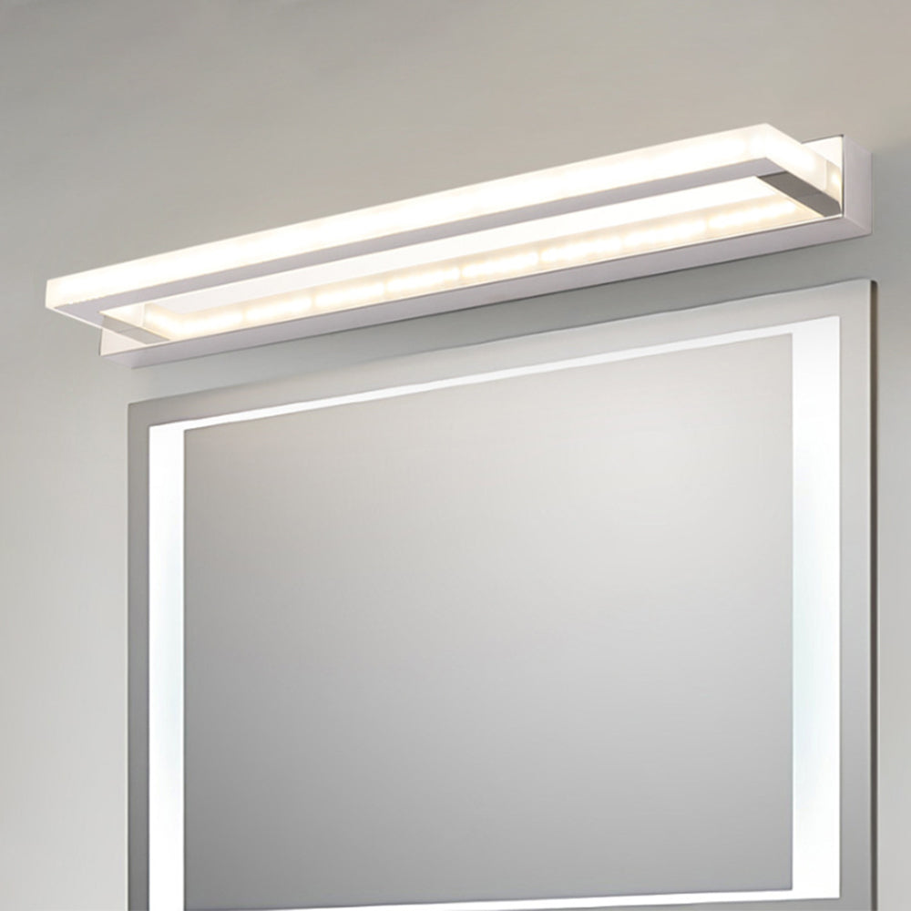 Arisha Elegant Rectangular Mirror Front Vanity Sliver White Wall Light - Neutral Decor