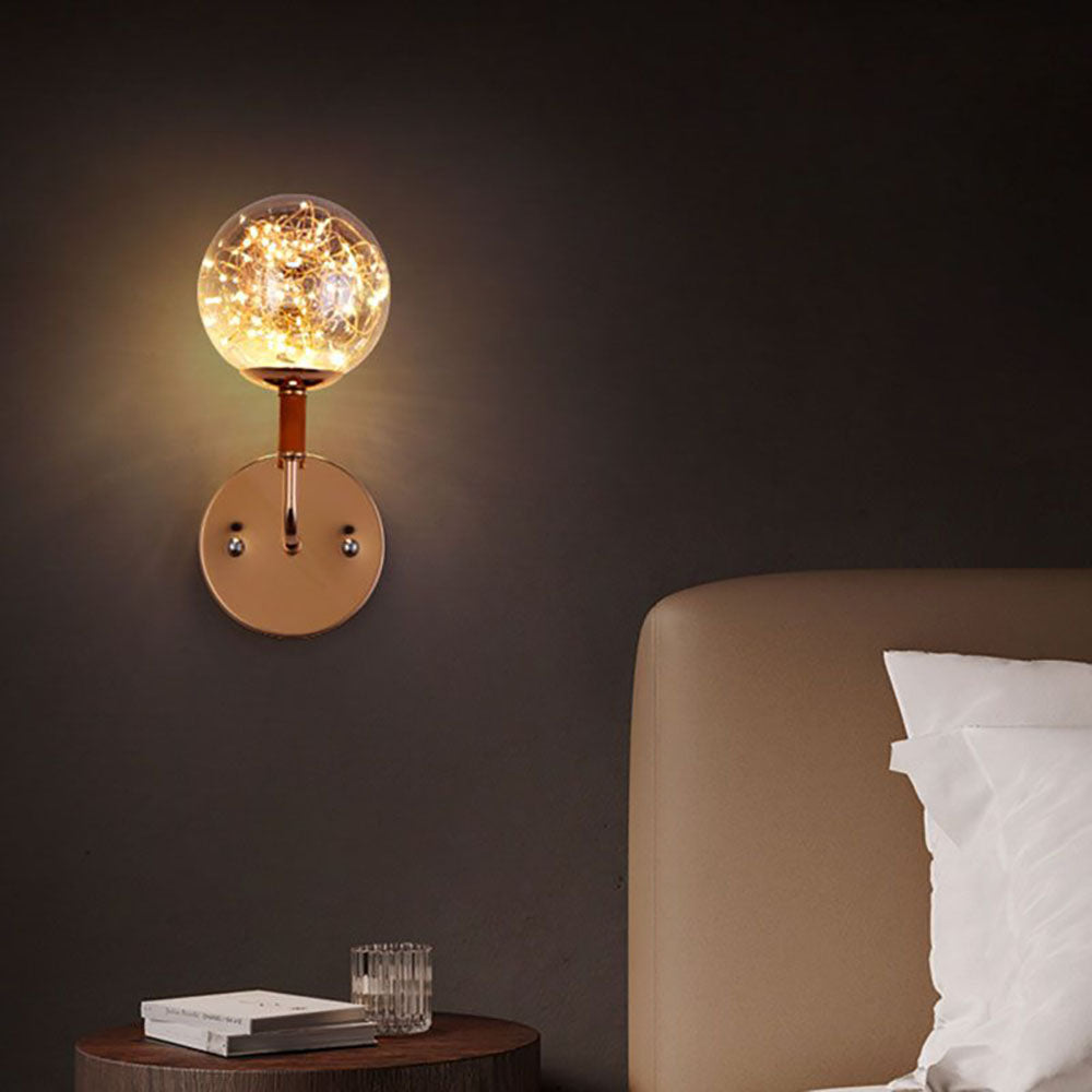 Valentina Wall Lamp Starry Globe Art Deco, Black/Gold, Bedroom - Neutral Decor
