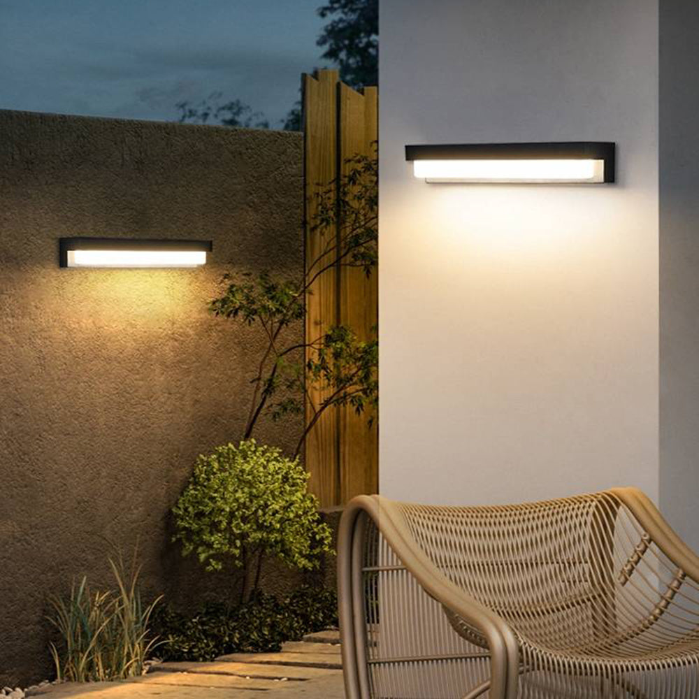 Ray Minimalist Solar Linear Acrylic Outdoor Wall Lamp, Black - Neutral Decor