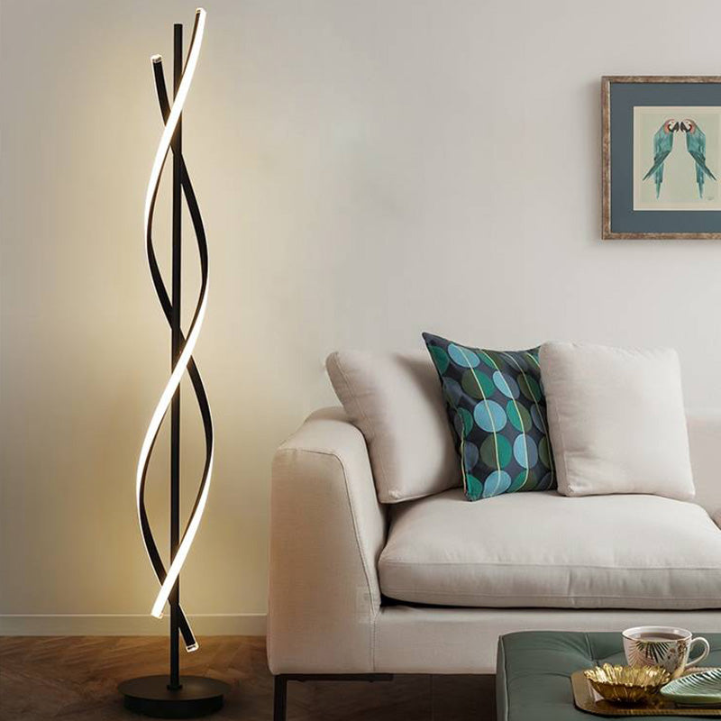 Mira Postmodern Linear Acrylic Floor Lamp, Black/White - Neutral Decor