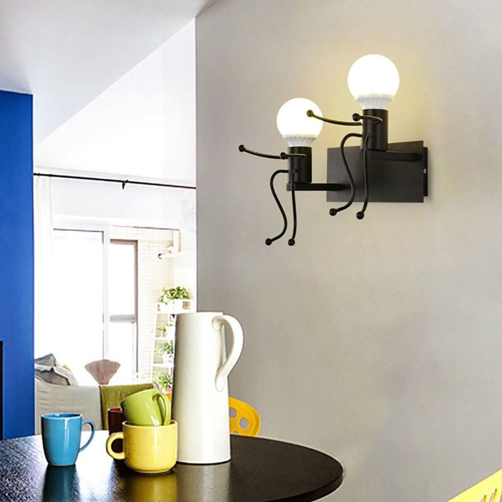 Arisha Modern Decorative Man Metal Wall Lamp, White/Black - Neutral Decor