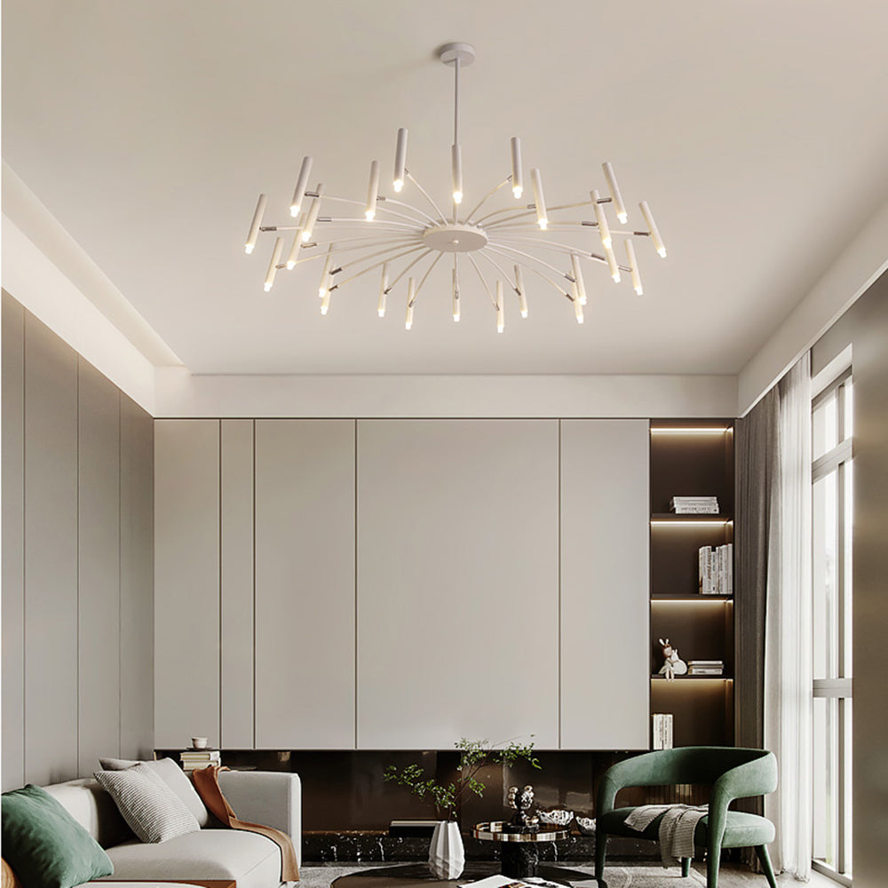 Arisha Modern Blown Linear Metal Multi-heads Chandelier - Neutral Decor