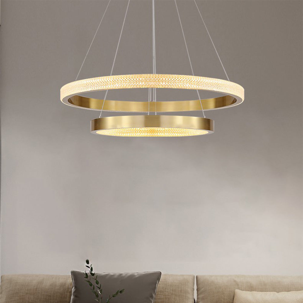 Kristy Modern Ring Metal/Arcylic LED Pendant Light, Black/Gold - Neutral Decor