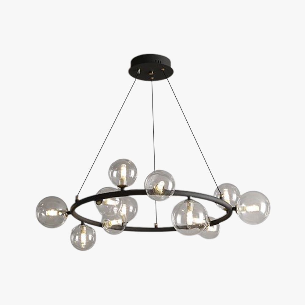 Valentina Modern Glass Globe Ring Chandelier, Gold/Black - Neutral Decor
